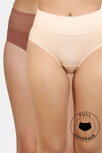 Buy Zivame High Rise Full Coverage Tummy Tucker Hipster Panty (Pack of 2) - Multicolor